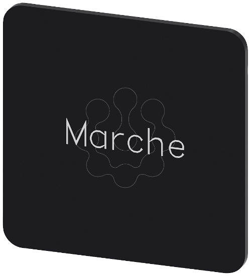 Imagem de Placa de identificacao 27x27mm, placa preto, inscricao: Marche
