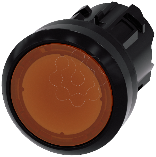 Imagem de Botao de pressao iluminado, 22mm, redondo, plastico, ambar
