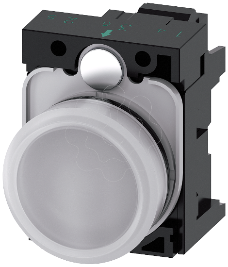 Imagem de Sinalizador luminoso, 22mm, redondo, plastico, branco, lente, plano, 230V CA