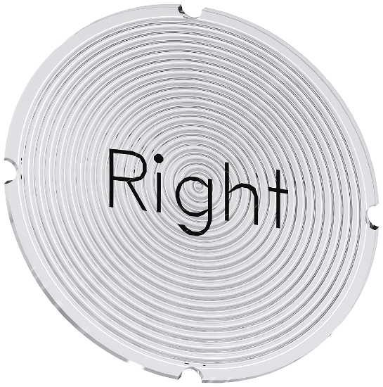 Imagem de Placa embutida para botao de pressao iluminado, redondo, inscricao: Direita