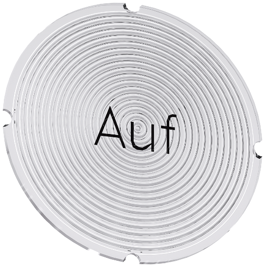 Imagem de Placa embutida para botao de pressao iluminado, redondo, inscricao: Cima