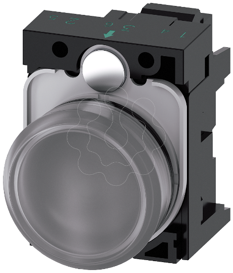 Imagem de Sinalizador luminoso, 22 mm, redondo, transparente, lente, plano, com LED 230V CA