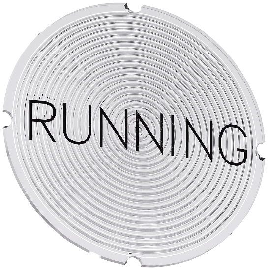 Imagem de Placa embutida para botao de pressao iluminado, redondo, inscricao: Running