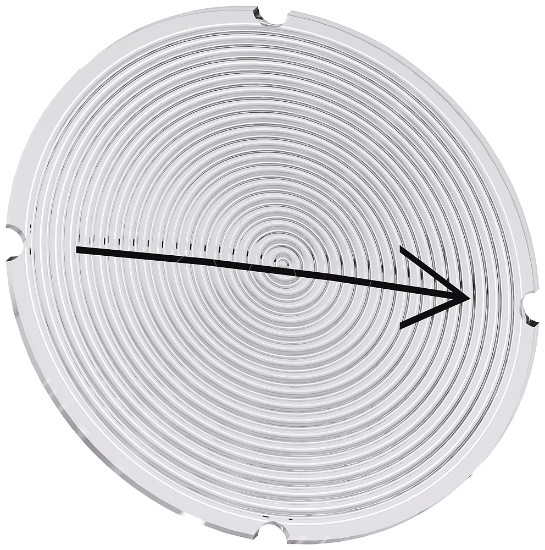 Imagem de Placa embutida para botao de pressao iluminado, redondo, simbolo: Sentido da seta para a direita