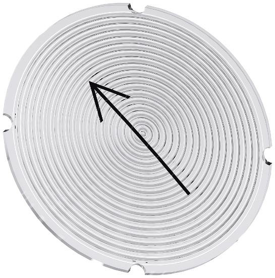 Imagem de Placa embutida para botao de pressao iluminado, redondo, simbolo: Sentido da seta