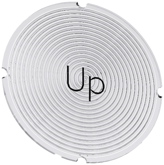 Imagem de Placa embutida para botao de pressao iluminado, redondo, inscricao: Up