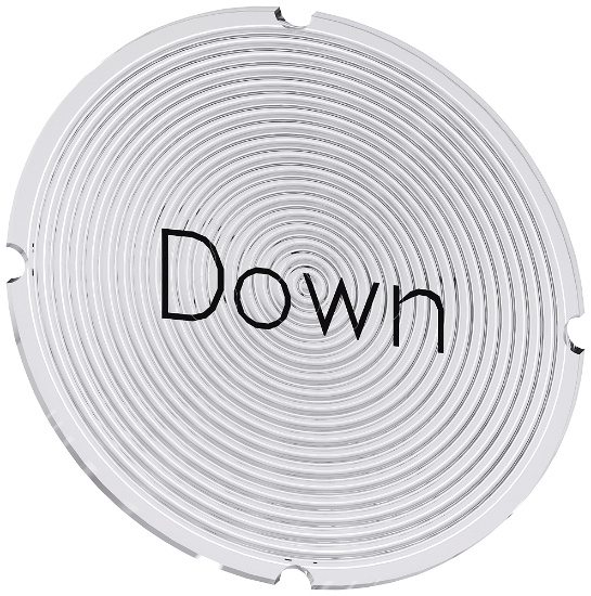 Imagem de Placa embutida para botao de pressao iluminado, redondo, inscricao: Down