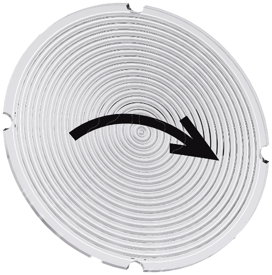 Imagem de Placa embutida para botao de pressao iluminado, redondo, simbolo: Movimento giratorio a direita