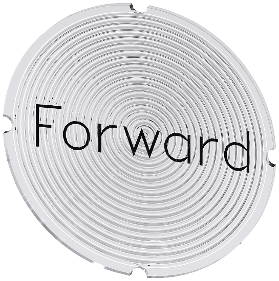 Imagem de Placa embutida para botao de pressao iluminado, redondo, inscricao: Forward