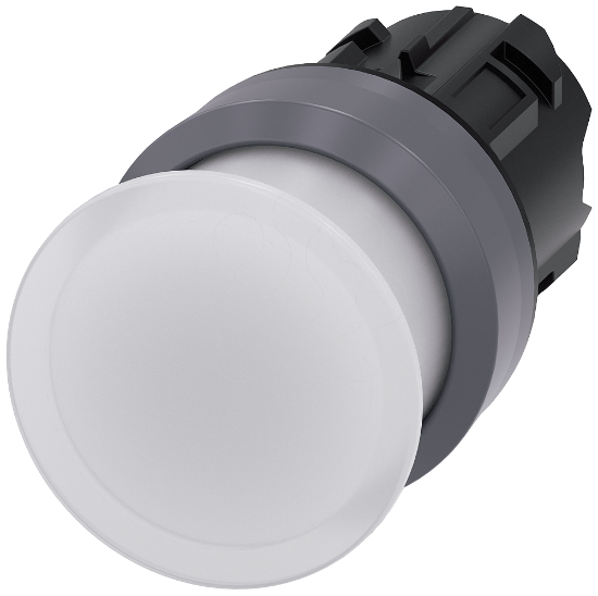 Imagem de Botao cogumelo iluminado, 22mm, redondo, anel frontal de metal, branco
