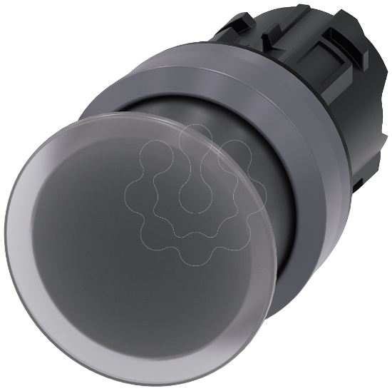 Imagem de Botao cogumelo iluminado, 22mm, redondo, anel frontal de metal, transparente