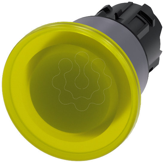 Imagem de Botao cogumelo, iluminado, 22mm, redondo, anel frontal de metal, amarelo
