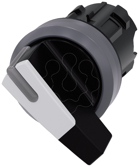 Imagem de Interruptor com manipulo iluminado, 22mm, redondo, anel frontal metal, branco