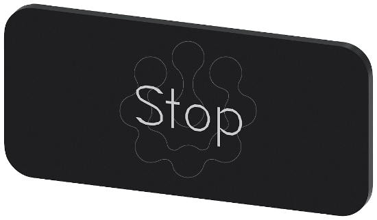 Imagem de Placa de identificacao 12,5x27mm, placa preto, inscricao: Stop