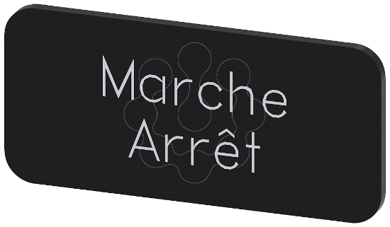 Imagem de Placa de identificacao 12,5x27mm, placa preto, inscricao: Arret-Marche