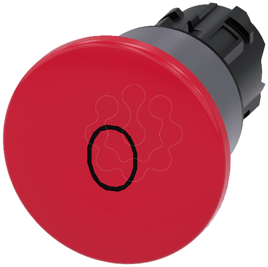 Imagem de Botao cogumelo, 22mm, redondo, plastico, anel frontal de metal, vermelho: O