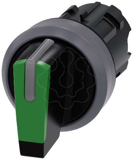 Imagem de Interruptor com manipulo iluminado, 22mm, redondo, plastico anel frontal de metal, verde