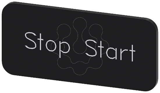 Imagem de Placa de identificacao 12,5x27mm, placa preto, inscricao: Stop Start