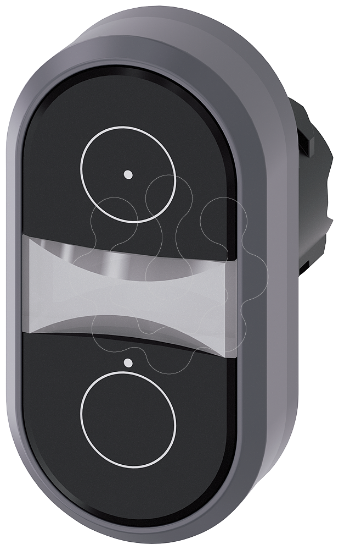 Imagem de Botao de pressao duplo iluminado, 22mm, redondo, anel frontal de metal, preto