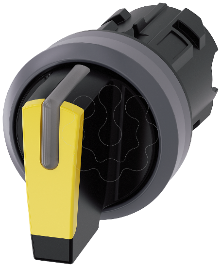 Imagem de Interruptor com manipulo iluminado, 22mm, redondo, plastico anel frontal de metal, amarelo