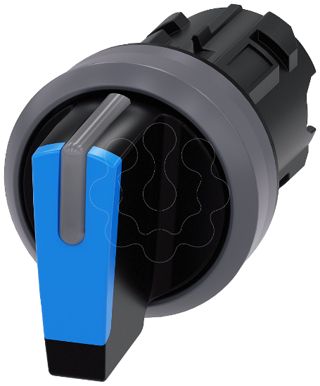 Imagem de Interruptor com manipulo iluminado, 22mm, redondo, plastico anel frontal de metal, azul