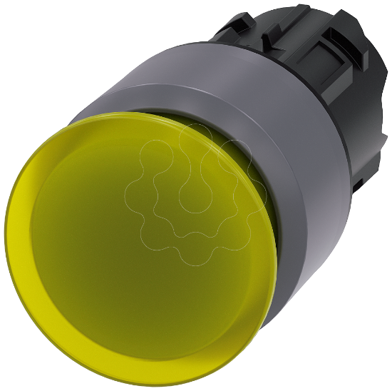 Imagem de Botao cogumelo iluminado, 22mm, redondo, anel frontal de metal, amarelo