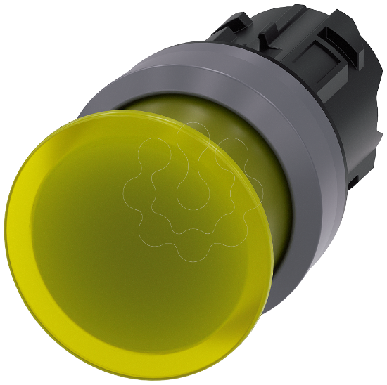Imagem de Botao cogumelo iluminado, 22mm, redondo, anel frontal de metal, amarelo