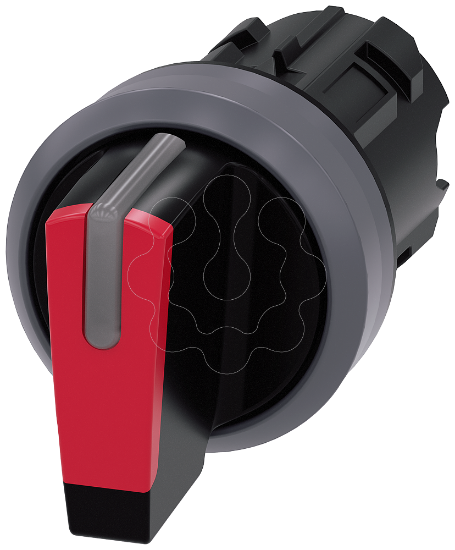 Imagem de Interruptor com manipulo iluminado, 22mm, redondo, plastico anel frontal de metal, vermelho