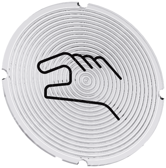 Imagem de Placa embutida para botao de pressao iluminado, redondo, simbolo: Acionamento manual