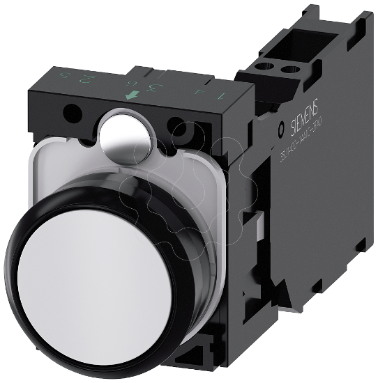 Imagem de Botao de pressao, 22mm, redondo plastico, branco, 1NA+1NF