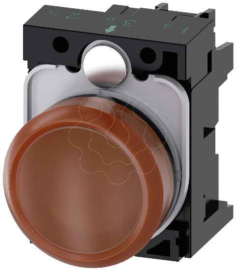 Imagem de Sinalizador luminoso, 22mm, redondo, ambar, lente, plano, com LED 230V CA