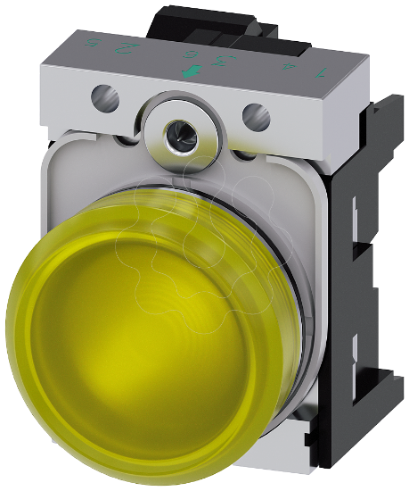 Imagem de Sinalizador luminoso, 22 mm, redondo, metal, de alto brilho, amarelo, com LED