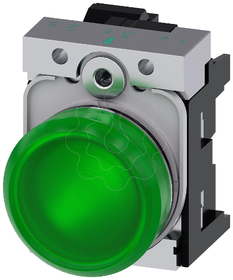 Imagem de Sinalizador luminoso, 22 mm, redondo, metal, de alto brilho, verde, com LED