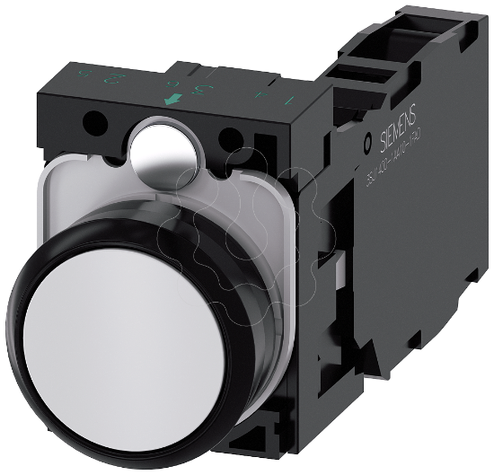 Imagem de Botao de pressao, 22mm, redondo plastico, branco, 1NA+1NF