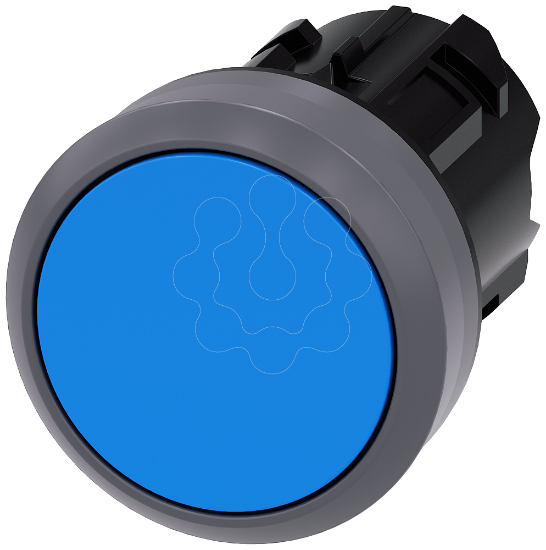 Imagem de Botao de pressao, 22mm, redondo plastico, anel frontal de metal, azul