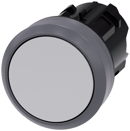 Imagem de Botao de pressao, 22mm, redondo, plastico com anel frontal de metal, cinza