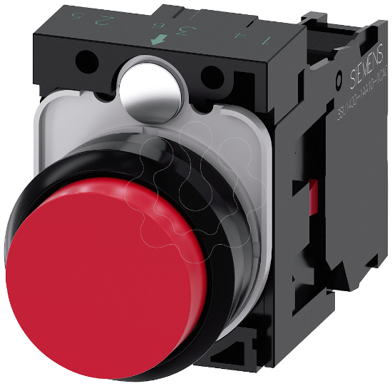 Imagem de Botao de pressao, 22mm, redondo plastico, vermelho, 1NF