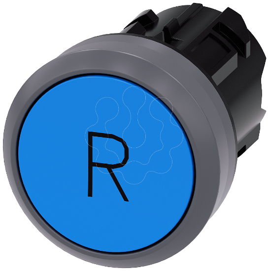 Imagem de Botao de pressao, 22mm, redondo plastico, anel frontal de metal, azul: R