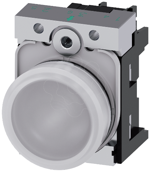 Imagem de Sinalizador luminoso, 22 mm, redondo, metal, de alto brilho, branco, com LED