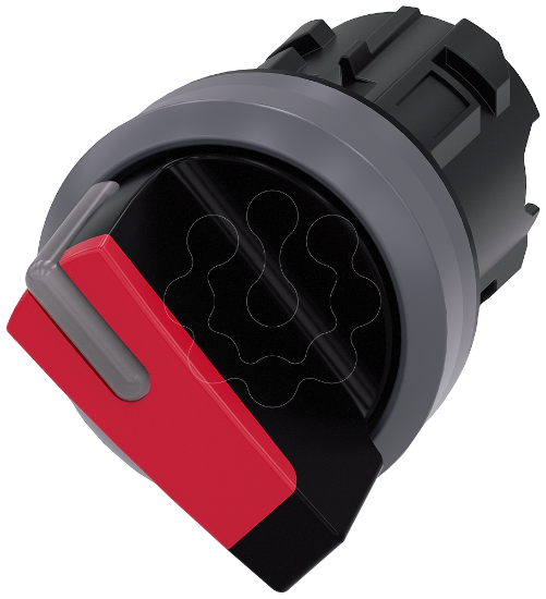 Imagem de Interruptor com manipulo iluminado, 22mm, redondo, plastico anel frontal de metal, vermelho