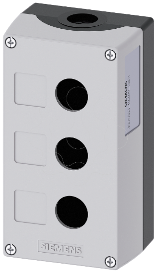 Imagem de Estacao de controlo vazia, 22mm, redonda, plastico, cinza, 3 pontos de comando