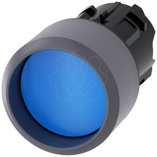 Imagem de Botao de pressao, 22mm, redondo plastico, anel frontal de metal, azul