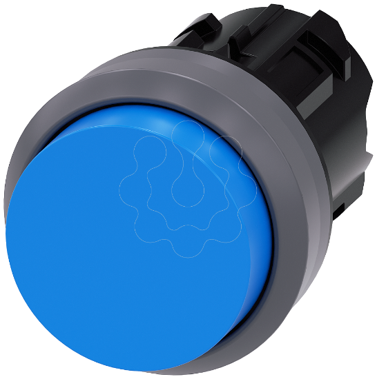 Imagem de Botao de pressao, 22mm, redondo plastico, anel frontal de metal, azul