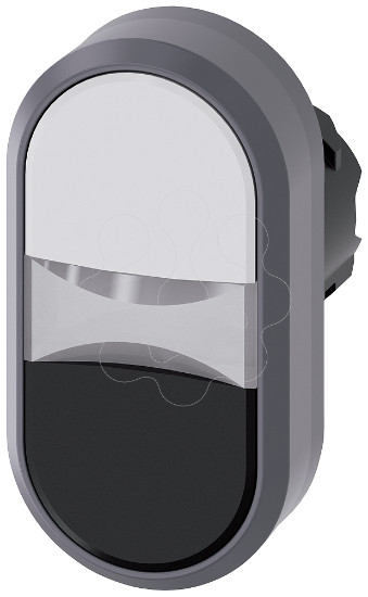 Imagem de Botao de pressao duplo, iluminado, 22mm, redondo, anel frontal de metal, branco, preto