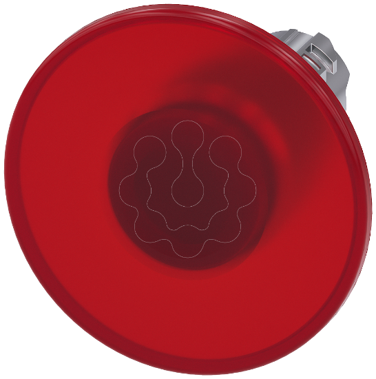 Imagem de Botao cogumelo iluminado, 22 mm, redondo, metal, alto brilho, vermelho, 60 mm