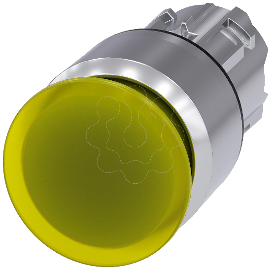 Imagem de Botao cogumelo iluminado, 22mm, redondo, metal, alto brilho, amarelo, 30mm