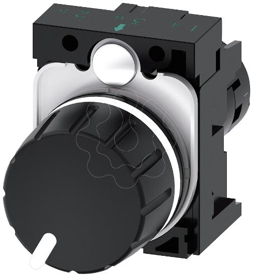 Imagem de Potenciometro, 22mm, redondo, plastico, preto, 47 kOhm, com suporte