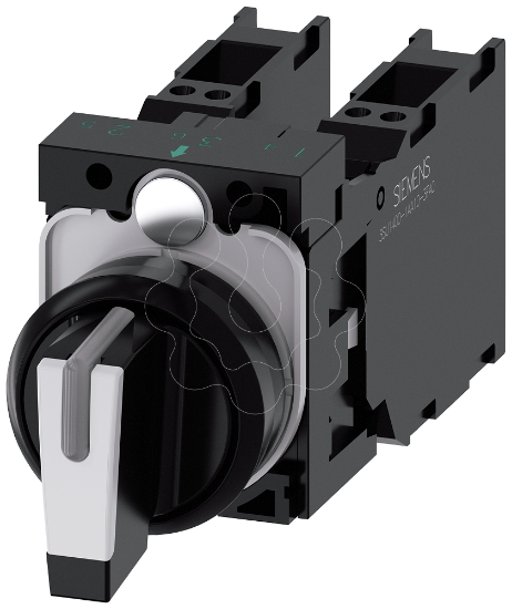 Imagem de Interruptor com manipulo, iluminavel, 22mm, redondo, preto, branco, 2x1NA+1NF