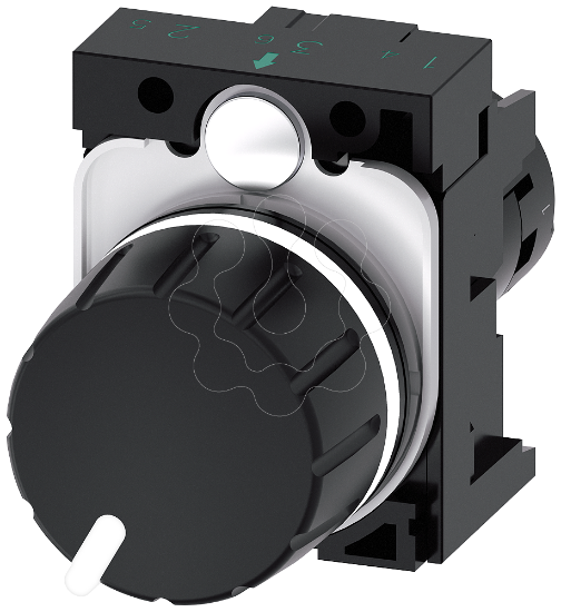 Imagem de Potenciometro, 22mm, redondo, plastico, preto, 1 kOhm, com suporte