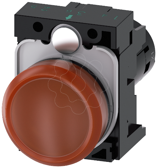 Imagem de Sinalizador luminoso, 22mm, redondo, plastico, ambar, plano, 110V CA